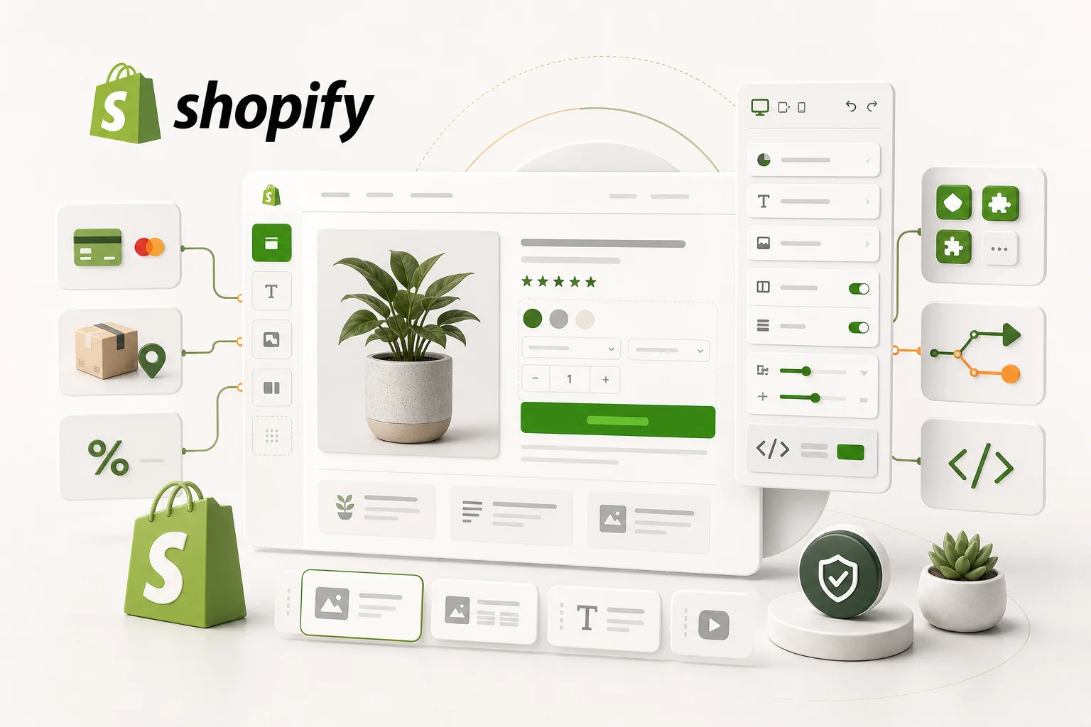Professionelles Shopify Setup mit Theme-Anpassung, Zahlungsarten, Versand, Steuer, SEO-Struktur und App-Konfiguration
