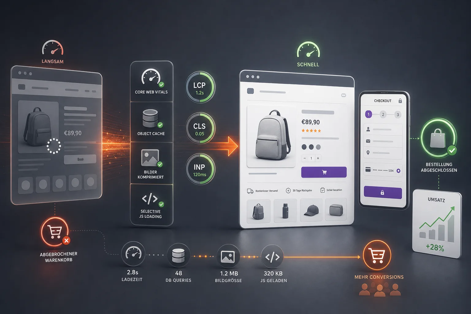 WooCommerce Performance Optimierung für schnelle Produktseiten, Core Web Vitals, Checkout und Conversion