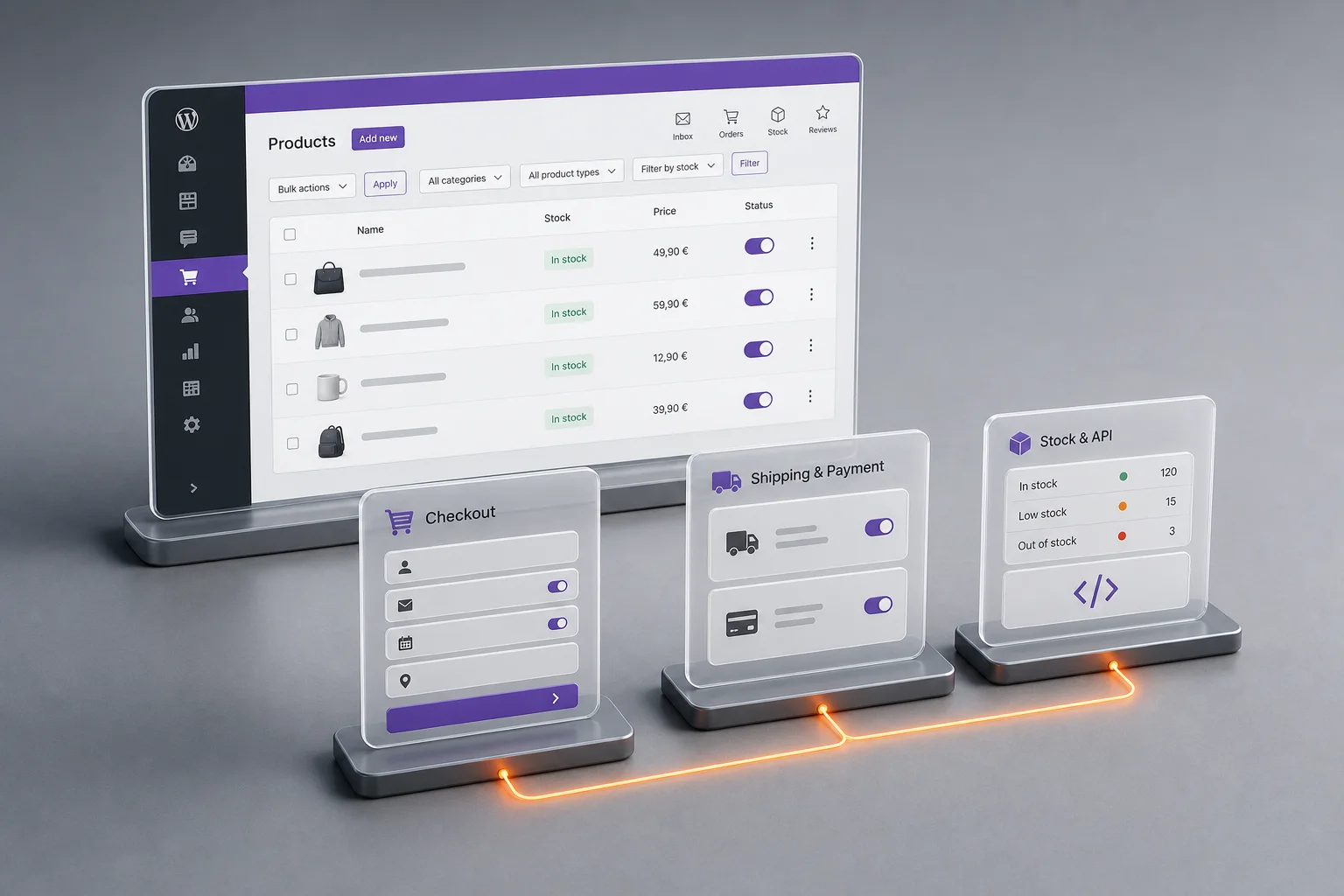WooCommerce-Erweiterungen für Checkout, Versand, Bestand und API-Anbindungen