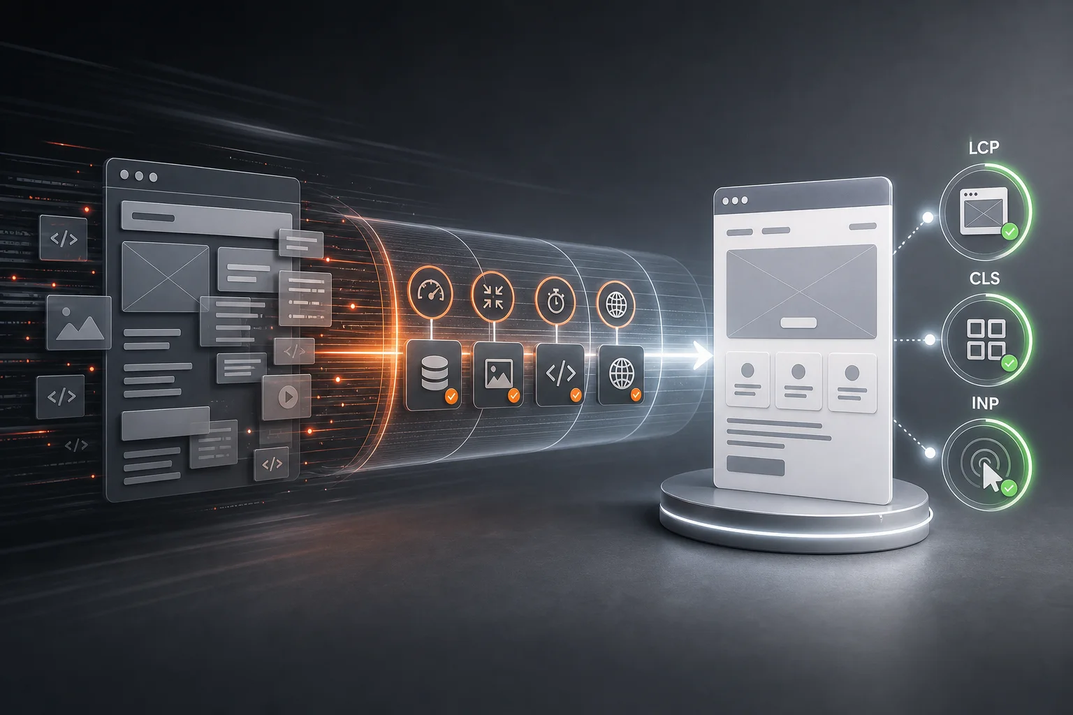 WordPress Performance Optimierung für Core Web Vitals LCP CLS und INP