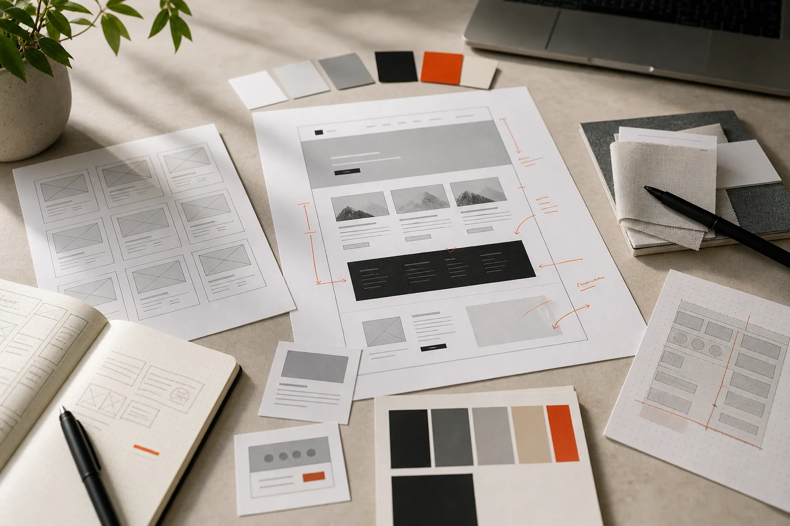 Individuelles WordPress Webdesign mit Wireframes, Layoutsystem und Farbschema